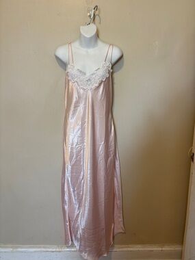 Satin Lace-Trim Chemise in Blush Pink